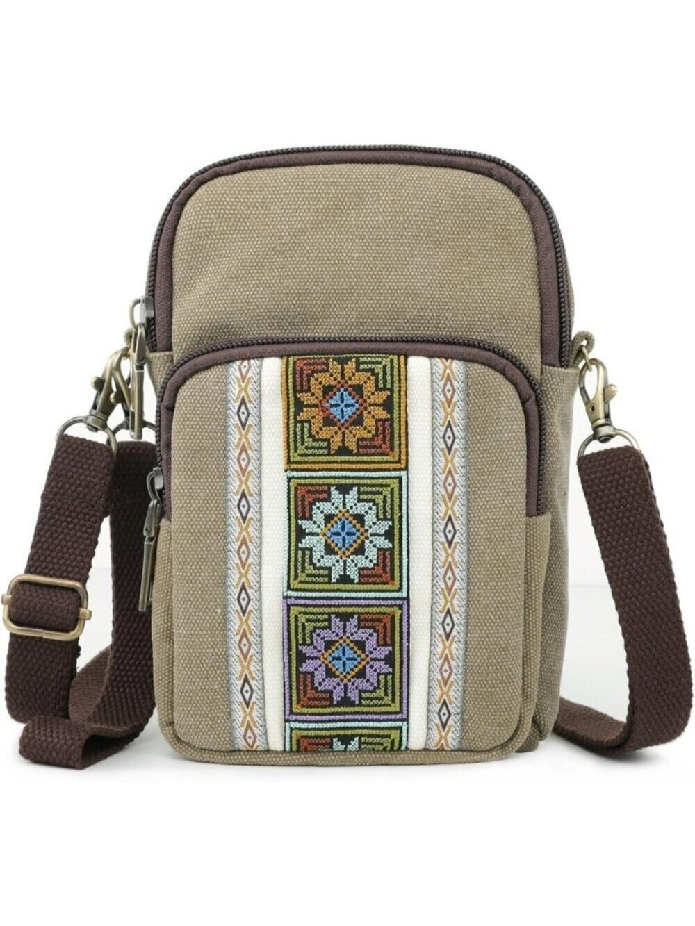Women's S4 Army Green Vintage Embroidered Cute Mini Cross Body Bag Small Handbag
